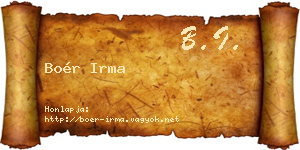 Boér Irma névjegykártya